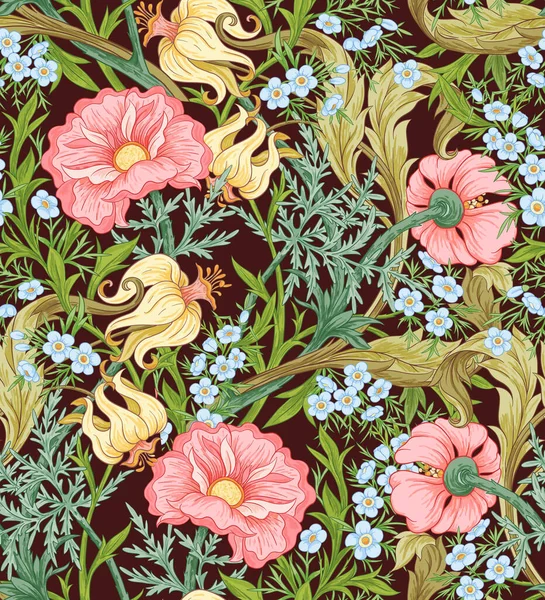 Patrón sin costura floral, fondo con estilo art nouveau — Vector de stock