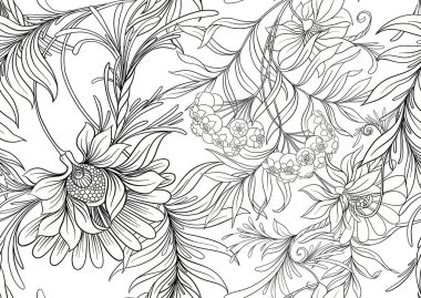 Kusursuz desen, dekoratif çiçeklerle arka plan