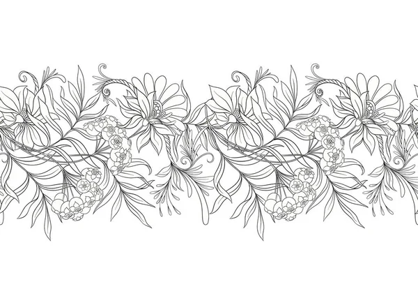 Naadloos patroon, achtergrond met decoratieve bloemen — Stockvector