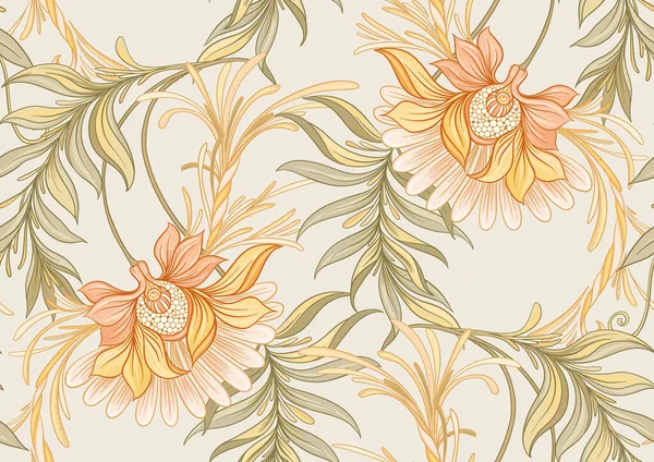 Kusursuz desen, dekoratif çiçeklerle arka plan