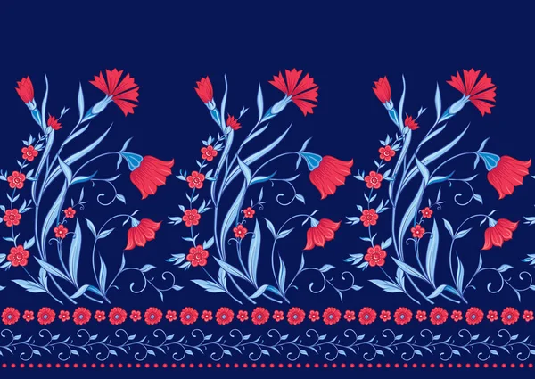 Παραδοσιακό ανατολίτικο, αραβικό μοτίβο από μπλε και κόκκινα λουλούδια — Διανυσματικό Αρχείο