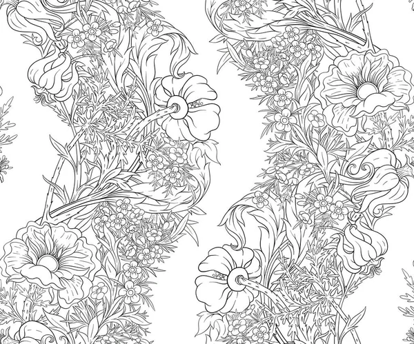 Motif floral sans couture, fond avec In art nouveau — Image vectorielle