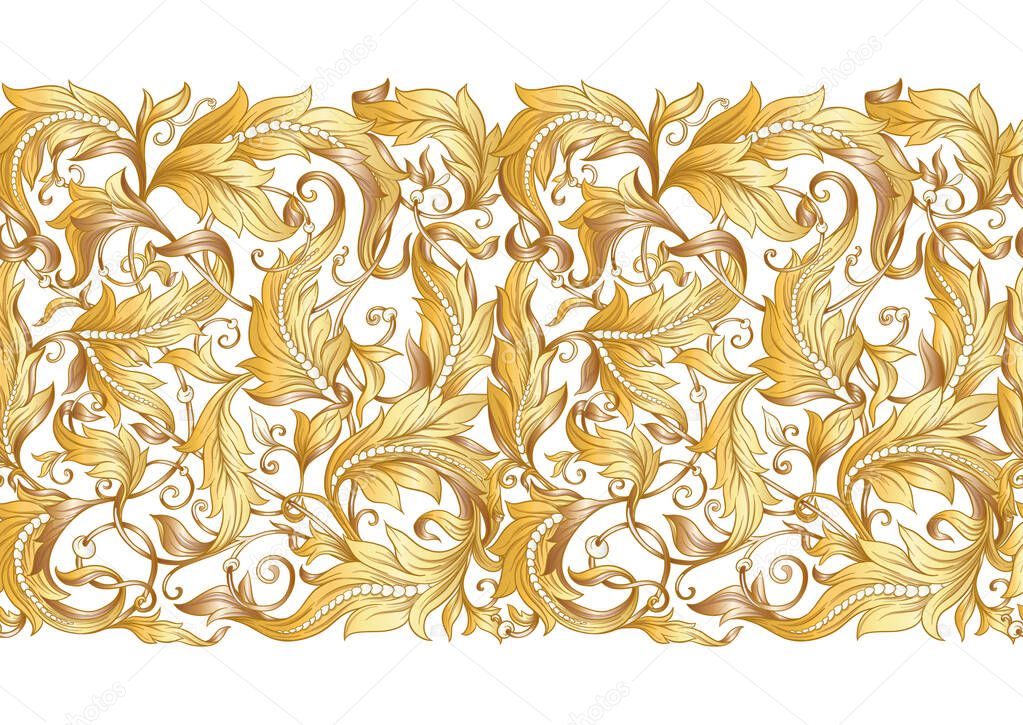 Seamless pattern, background In baroque, rococo, victorian, renaissance style.