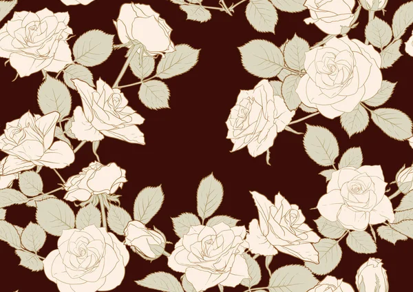 Nahtloses Muster mit Rosenblüten. — Stockvektor