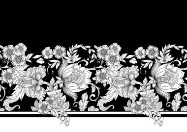 Kusursuz desenli, modası geçmiş, modası geçmiş süs çiçekleri..