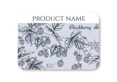 Blackberry. Ripe berries on branch. Template for product label clipart