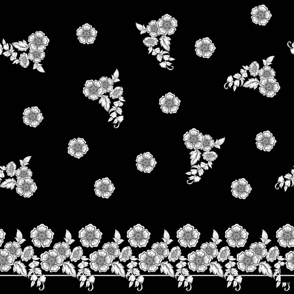 Απρόσκοπτη μοτίβο με στυλιζαρισμένα διακοσμητικά λουλούδια σε ρετρό, vintage στυλ. — Διανυσματικό Αρχείο