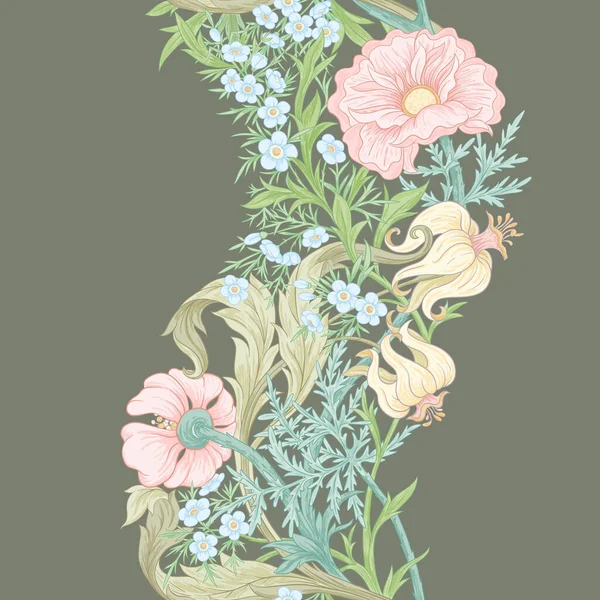 Patrón sin costura floral, fondo con estilo art nouveau — Vector de stock