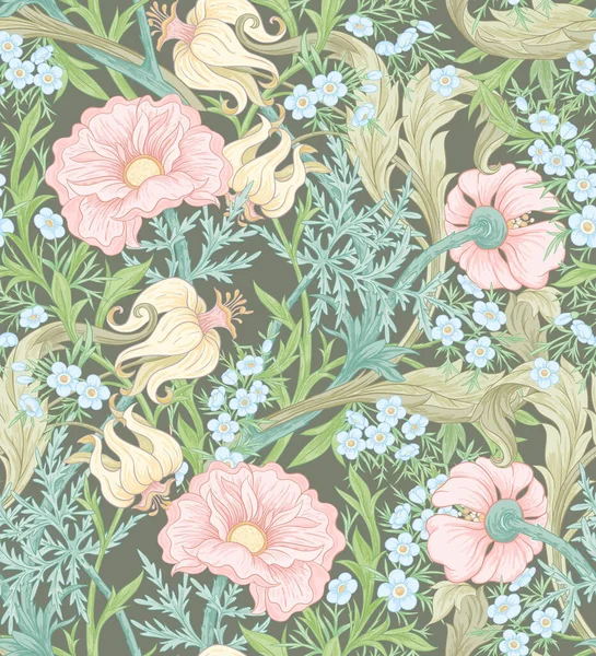Patrón sin costura floral, fondo con estilo art nouveau — Archivo Imágenes Vectoriales