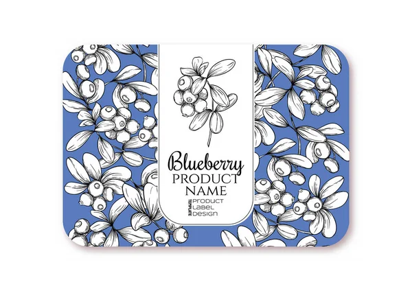 蓝莓成熟浆果。产品标签模板 — 图库矢量图片