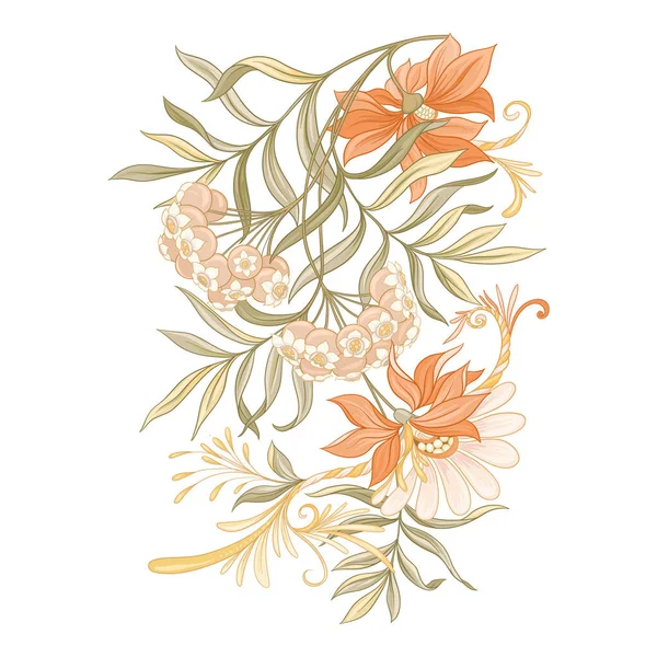 Motif floral, fond Dans le style art nouveau, vintage, vieux, style rétro. — Image vectorielle