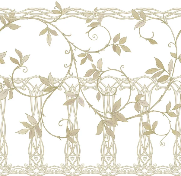 Patrón sin costura floral, fondo en estilo art nouveau — Vector de stock