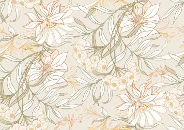 Kusursuz desen, dekoratif çiçeklerle arka plan