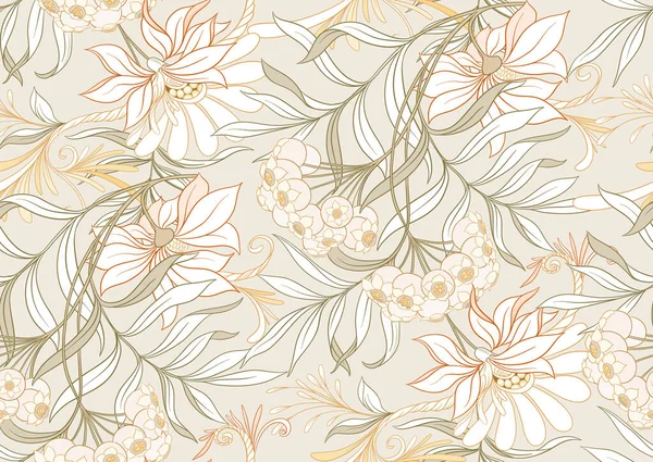 Kusursuz desen, dekoratif çiçeklerle arka plan