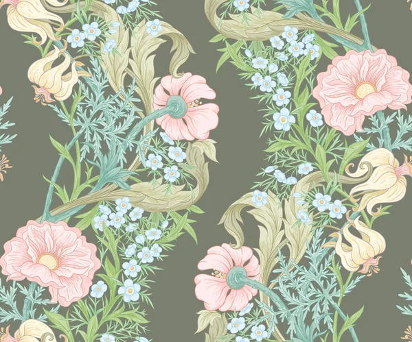 Patrón sin costura floral, fondo con estilo art nouveau — Vector de stock