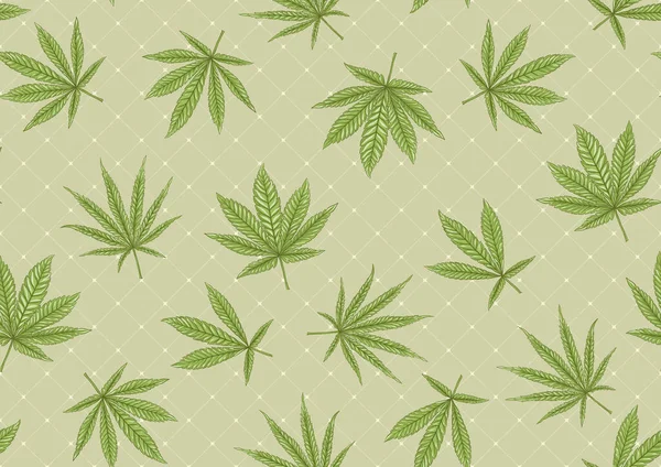 Feuilles de cannabis motif sans couture, fond. — Image vectorielle