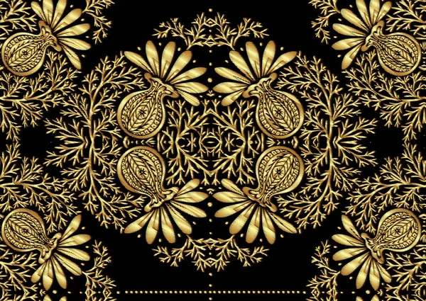 Tradición patrón sin costura floral, ornamento vintage damasco. — Vector de stock