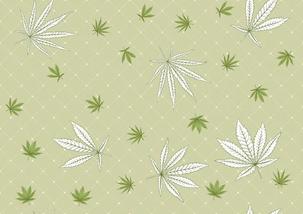 Feuilles de cannabis motif sans couture, fond. — Image vectorielle