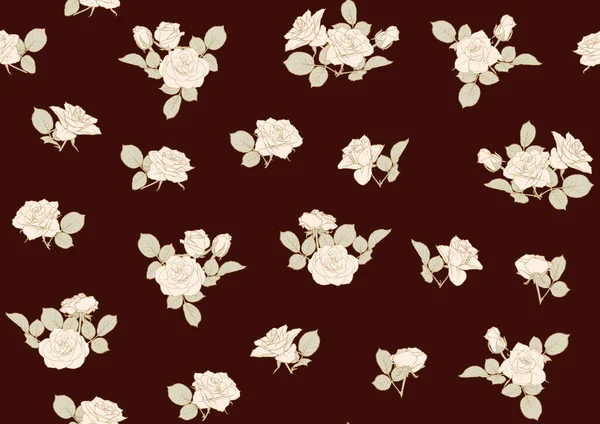 Patrón sin costuras con flores de rosas. — Archivo Imágenes Vectoriales