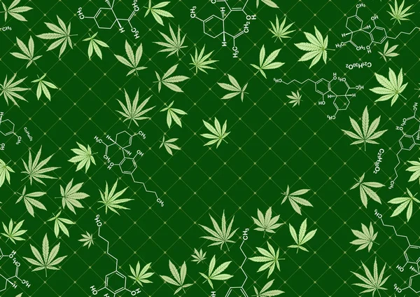 Cannabis hojas patrón sin costura, fondo. — Vector de stock