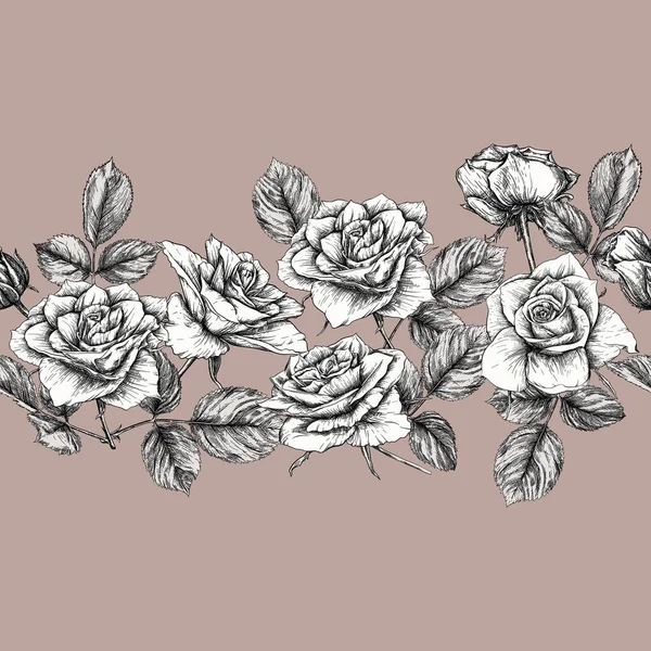 Απρόσκοπτη μοτίβο με τριαντάφυλλα. — Διανυσματικό Αρχείο