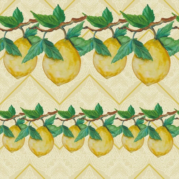 Watercolor lemons pattern — Stock Photo, Image