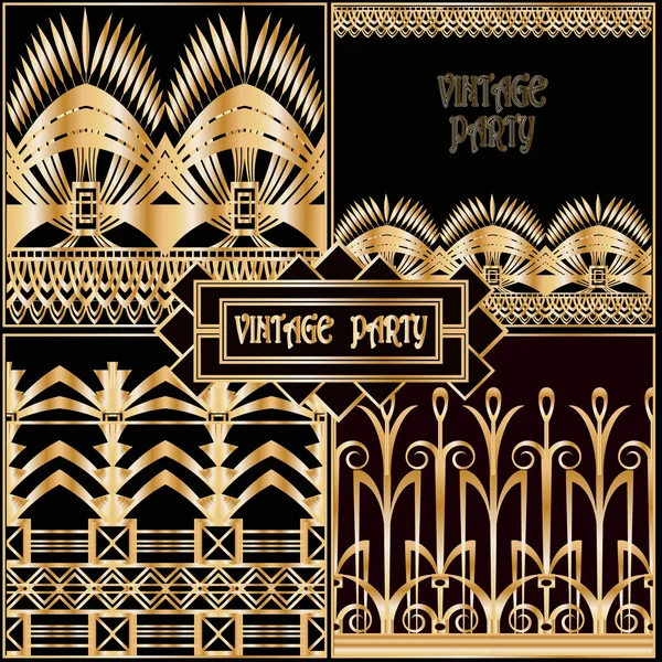 Conjunto de patrón retro elegante — Vector de stock