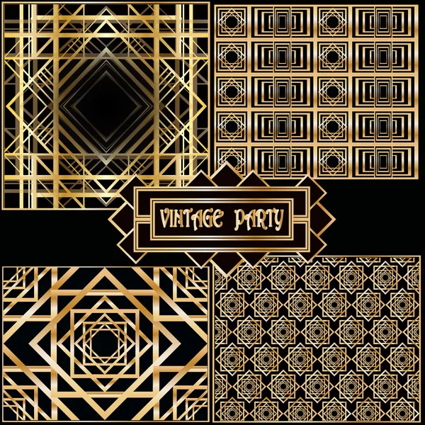 Conjunto de patrón retro elegante — Vector de stock