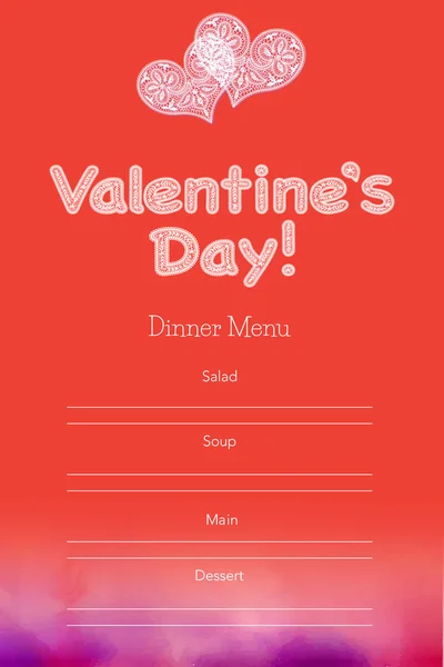 Den svatého Valentýna menu — Stockový vektor