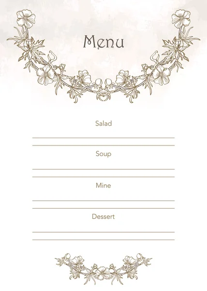 Textura do menu com flores — Vetor de Stock