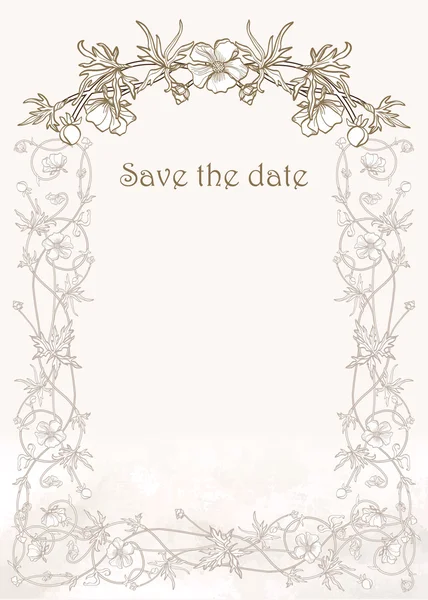 Invitation de mariage avec des fleurs — Image vectorielle