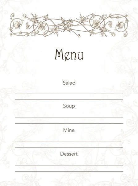 Texture de menu avec fleurs — Image vectorielle