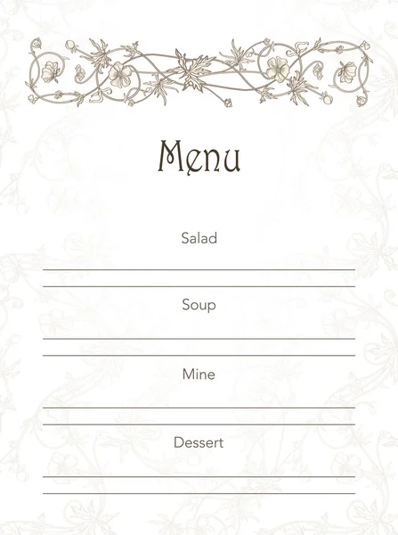 Menu textuur met bloemen — Stockvector