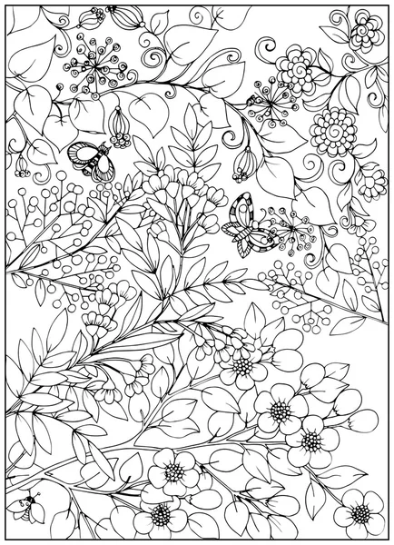Vintage kwiaty i motyle wzór — Wektor stockowy