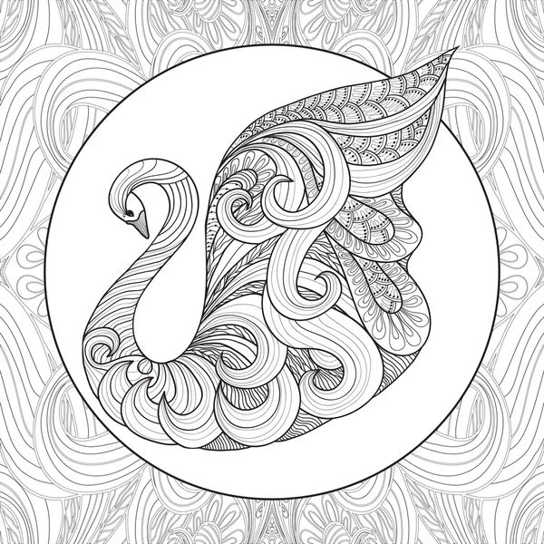 Coloriage motif oiseau cygne — Image vectorielle