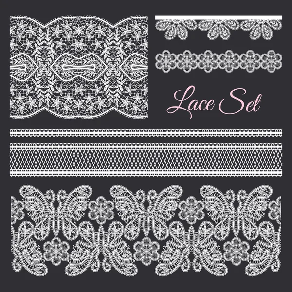 Lace seamless patterns set — Stock Vector