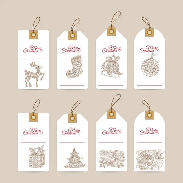 Decorative Christmas gift tags — Stock Vector