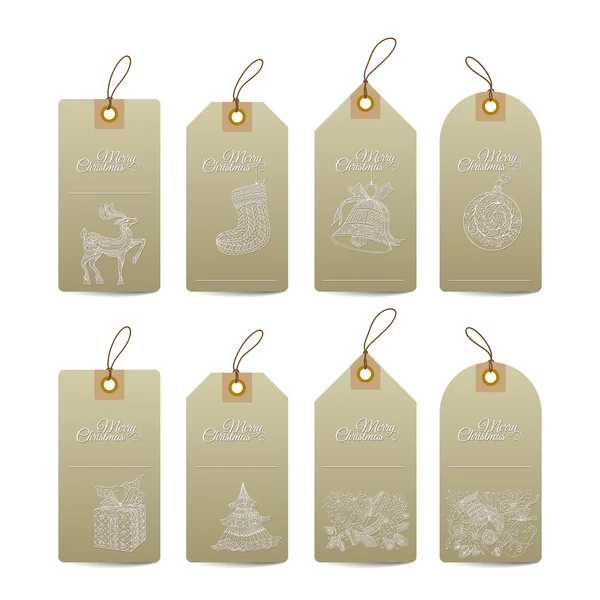 Decorative Christmas gift tags — Stock Vector