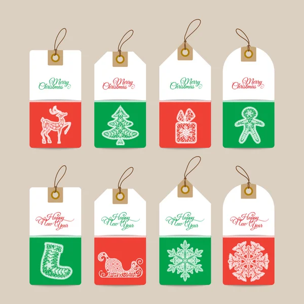 Étiquettes cadeaux décoratives de Noël — Image vectorielle