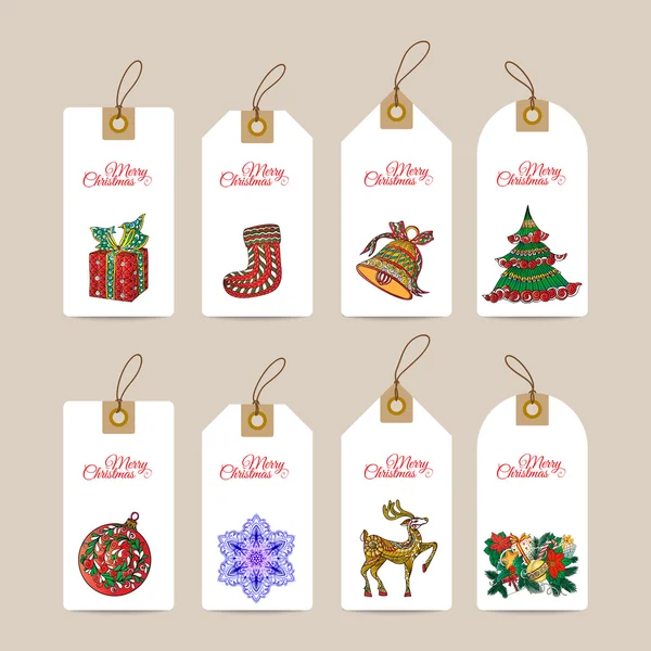 Decorativi tag regalo di Natale — Vettoriale Stock