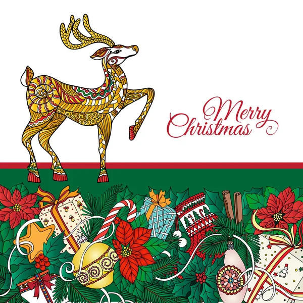 Merry Christmas dekorativa rådjur mönster — Stock vektor