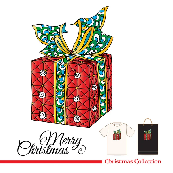Frohe Weihnachten Geschenk-Box — Stockvektor