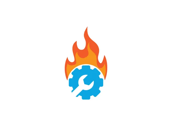 gear tool logo in fire mechanic service design symbol