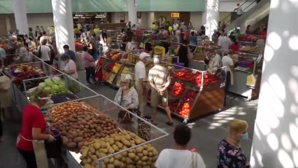Bukarest Rumänien Augusti 2020 Bostäderna Den Nya Livsmedelsmarknaden Piata Sudului — Stockvideo