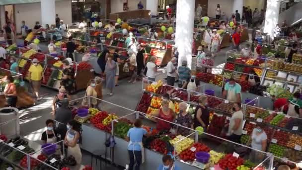 Bukareszt Rumunia Sierpnia 2020 Stoiska Nowego Rynku Rolno Spożywczego Piata — Wideo stockowe
