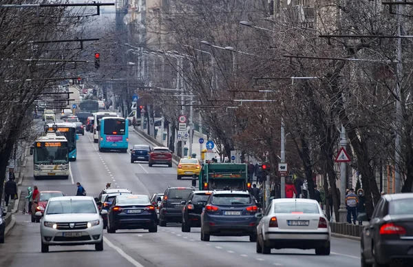 Бухарест Румыния Февраля 2021 Года Троллейбусы Автобусы Бухарестского Транспортного Общества — стоковое фото