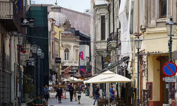 Bucarest Rumania Junio 2021 Lipscani Una Calle Estilo Antiguo Con — Foto de Stock