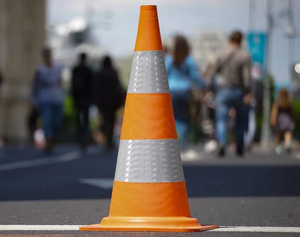 Bukarest Rumänien Juni 2021 Ein Verkehrskegel Auf Der Calea Victoriei — Stockfoto