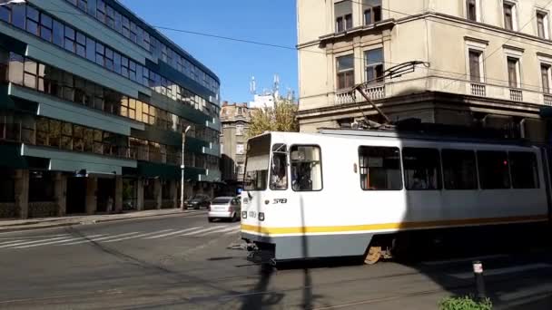 Boekarest Roemenië Januari 2021 Een Oude Roemeense V3A Tram Kruising — Stockvideo