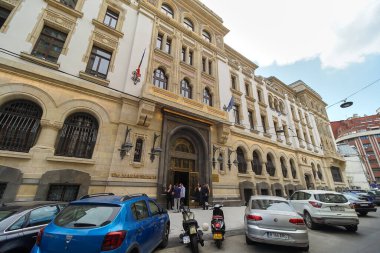 Bükreş, Romanya - 12 Ağustos 2021: Marmorosch Bükreş, Marriott 'tan İmzalı Tahsilat Otelleri, ilk olarak 1848 yılında kurulan ve yakın tarihte restore edilen Blank Marmorosch Sarayı' nda açıldı.